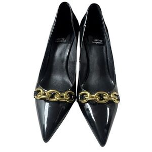 Jeffrey Campbell Black Heels with Gold Chain Accent